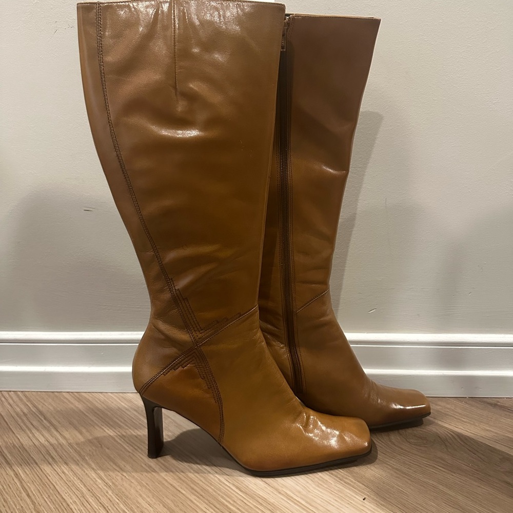Brown Leather Knee-High Boots